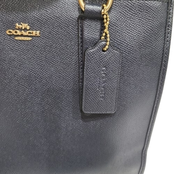 Coach Crosby Carryall Midnight Navy Crossgrain Leather Tote - Picture 3 of 16